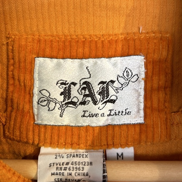 Live A Little Orange Sargeant Peppers Style Corduroy Jacket - Picture 5 of 10